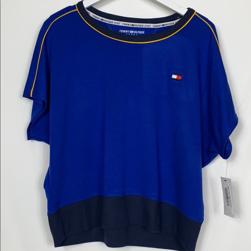 NWT Tommy Hilfiger blue cropped top size Lg.